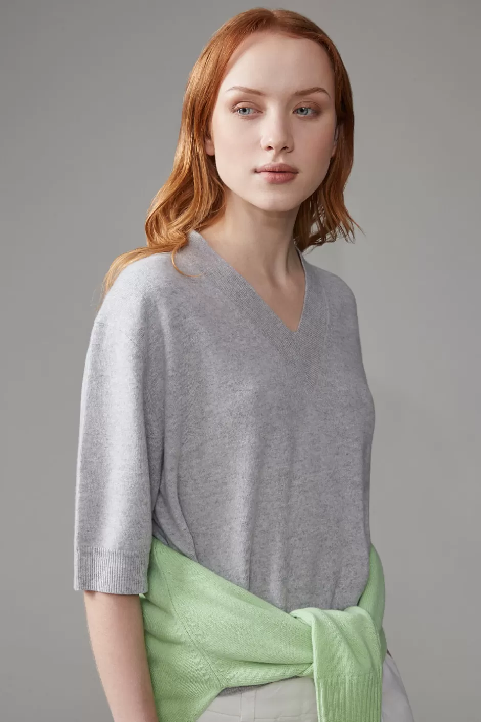 Maglieria | Peserico Maglia Con Scollo A V In Lana E Cashmere Grigio nebbia