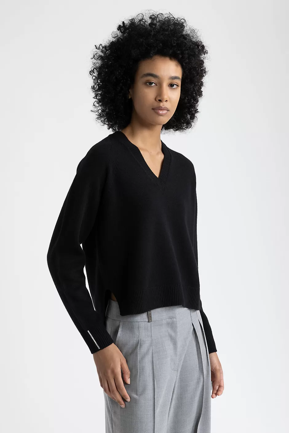 Maglieria | Peserico Maglia Con Scollo A V In Lana, Seta E Cashmere Nero