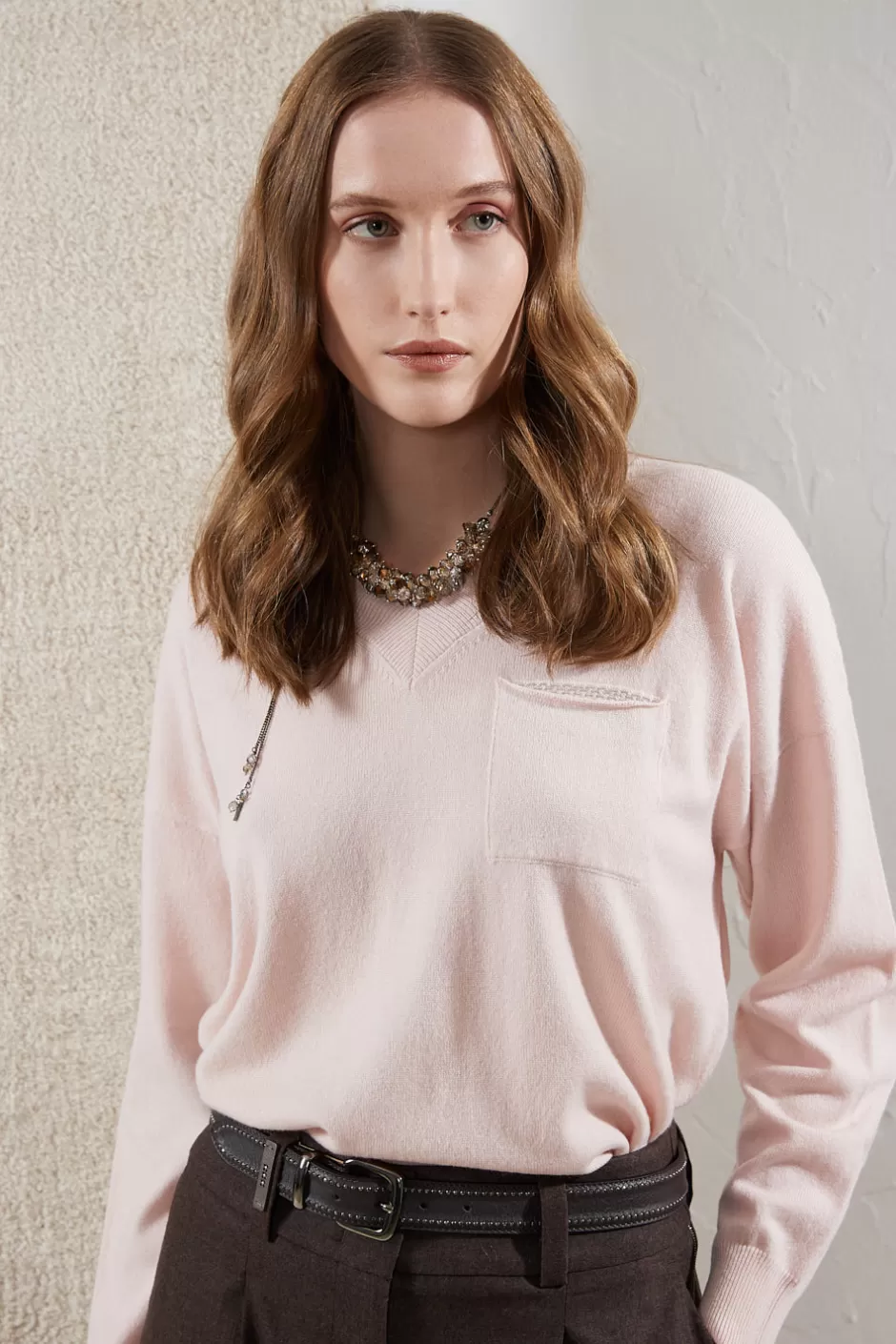 Maglieria | Peserico Maglia Con Scollo A V In Lana, Seta E Cashmere Albeggio