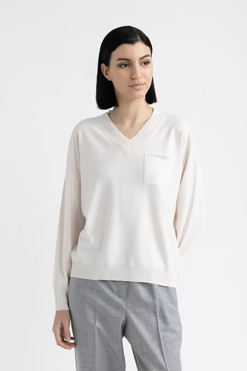 Maglieria | Peserico Maglia Con Scollo A V In Lana, Seta E Cashmere Carpino