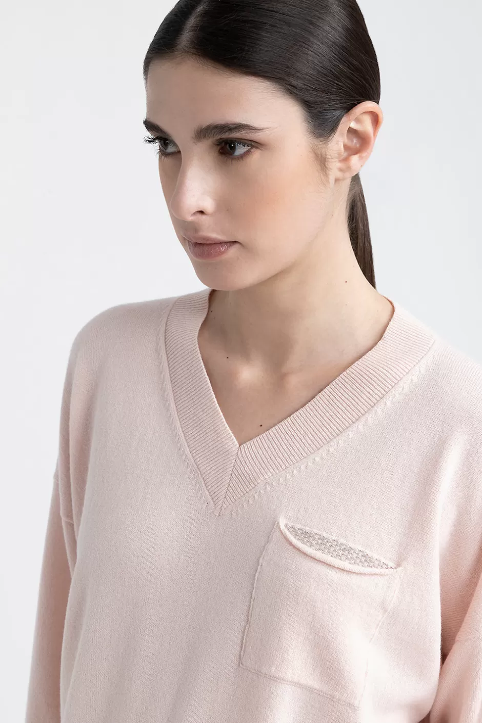 Maglieria | Peserico Maglia Con Scollo A V In Lana, Seta E Cashmere Albeggio