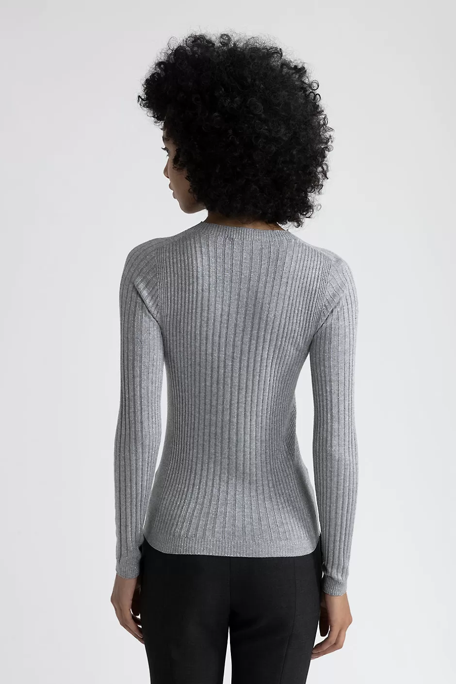 Maglieria | Peserico Maglia Girocollo A Coste In Filato Di Viscosa E Lurex Grigio