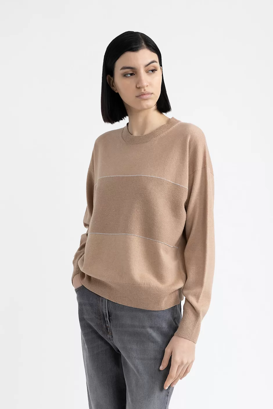 Maglieria | Peserico Maglia Girocollo Con Ricami In Lana, Seta E Cashmere Con Lurex Baita