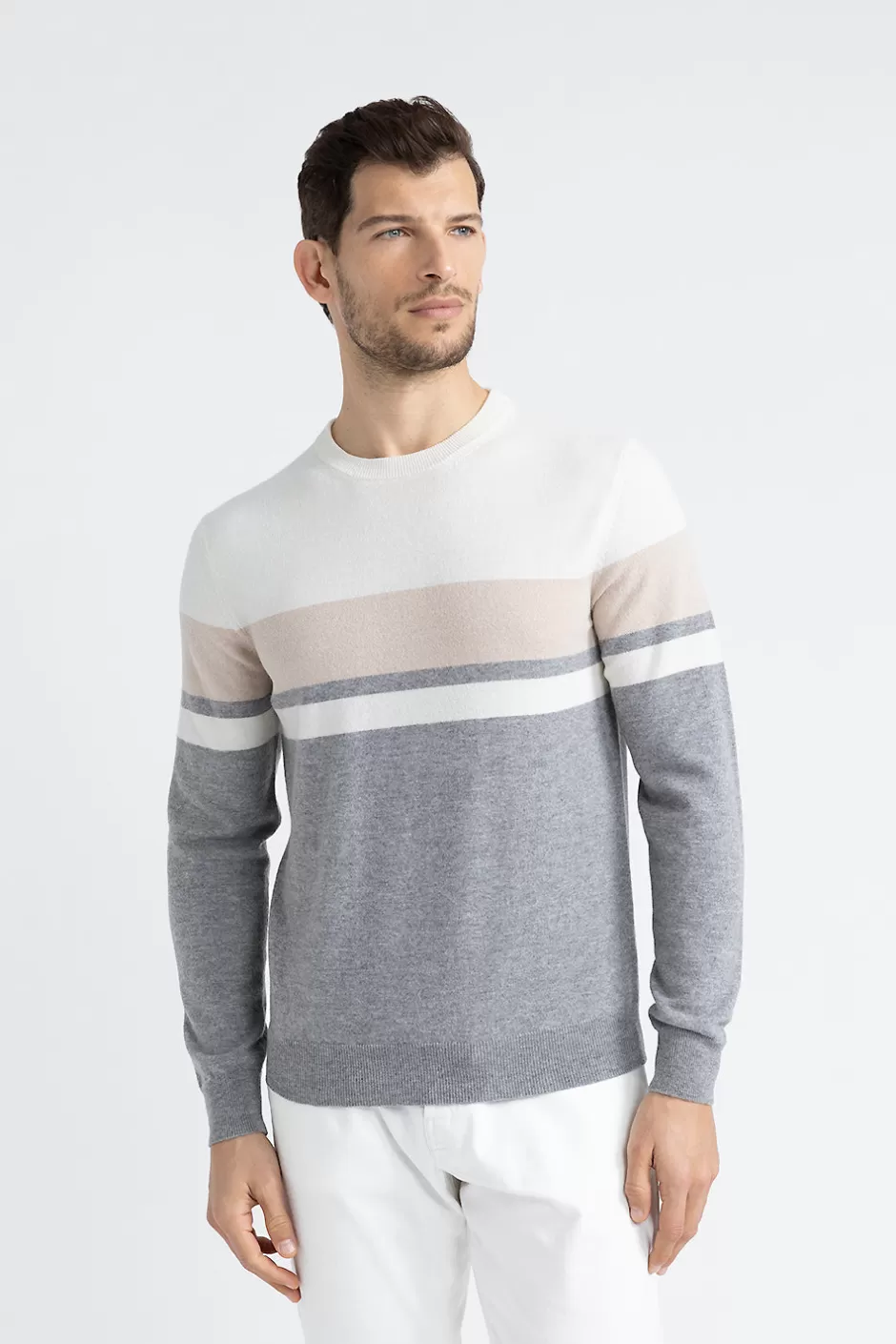 Maglieria | Peserico Maglia Girocollo In Lana Merinos E Cashmere Granito