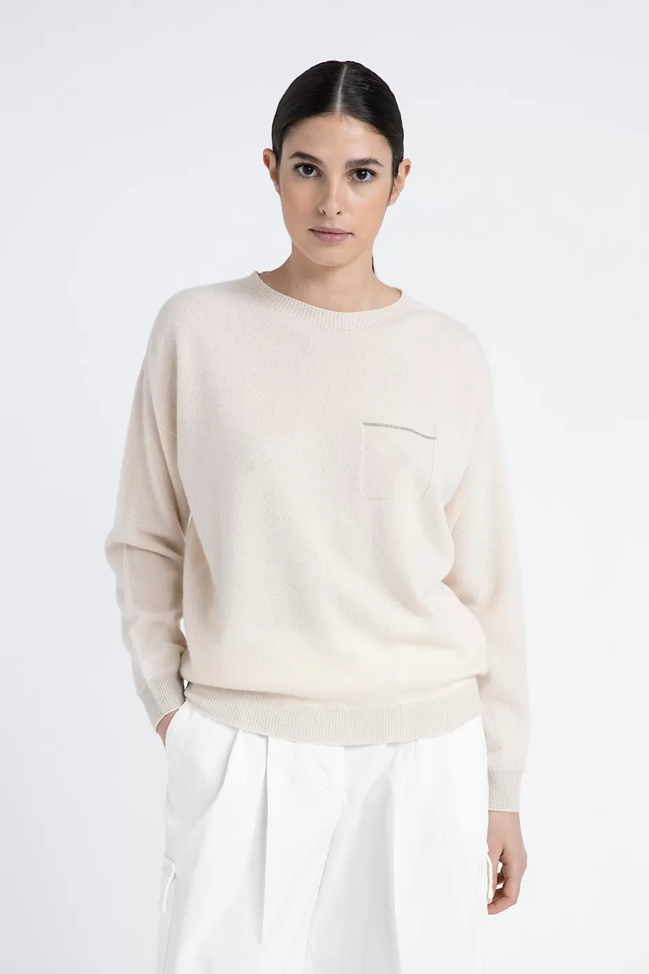 Maglieria | Peserico Maglia Girocollo In Puro Cashmere E Lurex Orzo