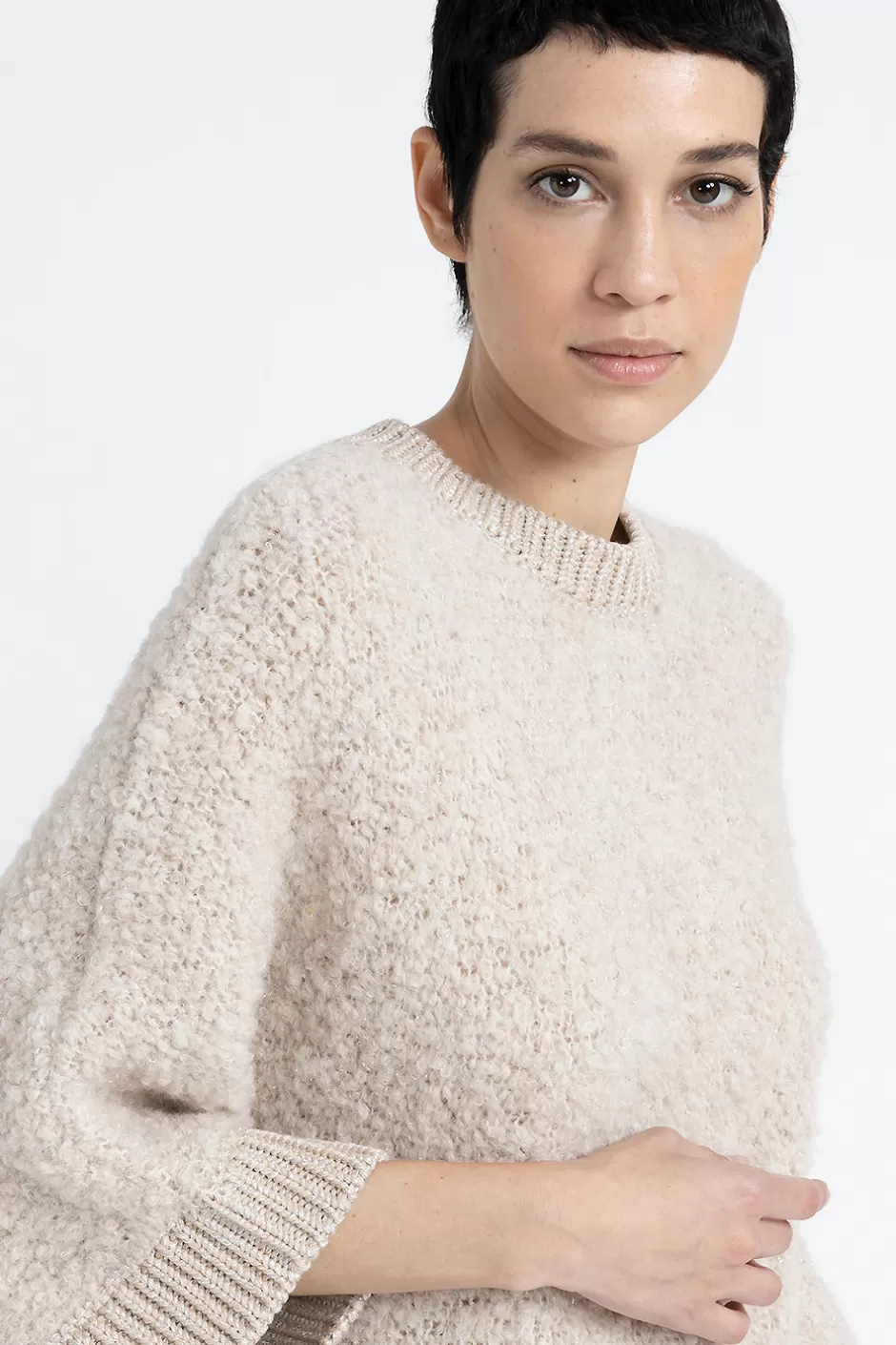 Maglieria | Peserico Maglia In Bouclé Di Lana D'alpaca, Cashmere, Seta E Lurex Orzo