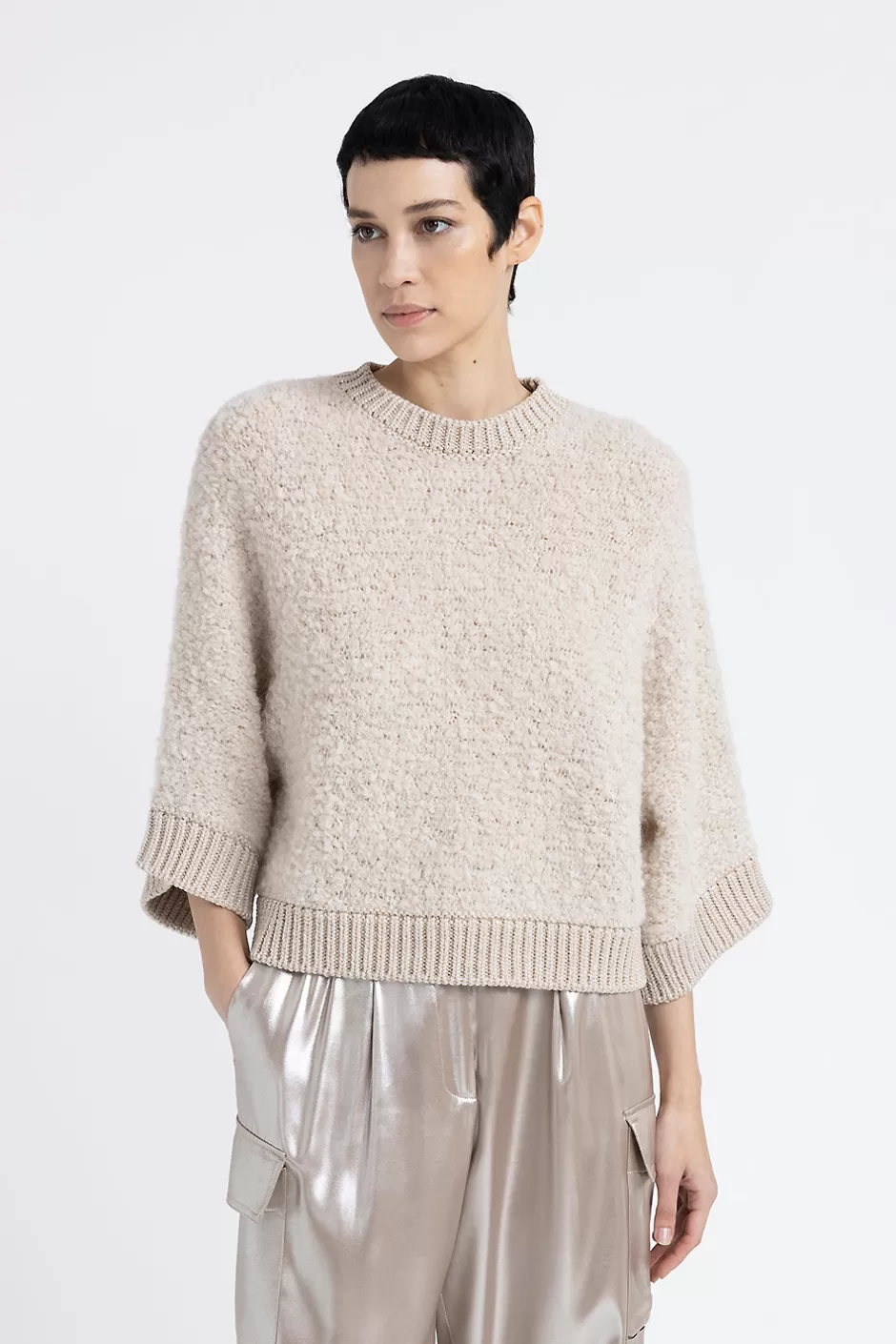 Maglieria | Peserico Maglia In Bouclé Di Lana D'alpaca, Cashmere, Seta E Lurex Orzo