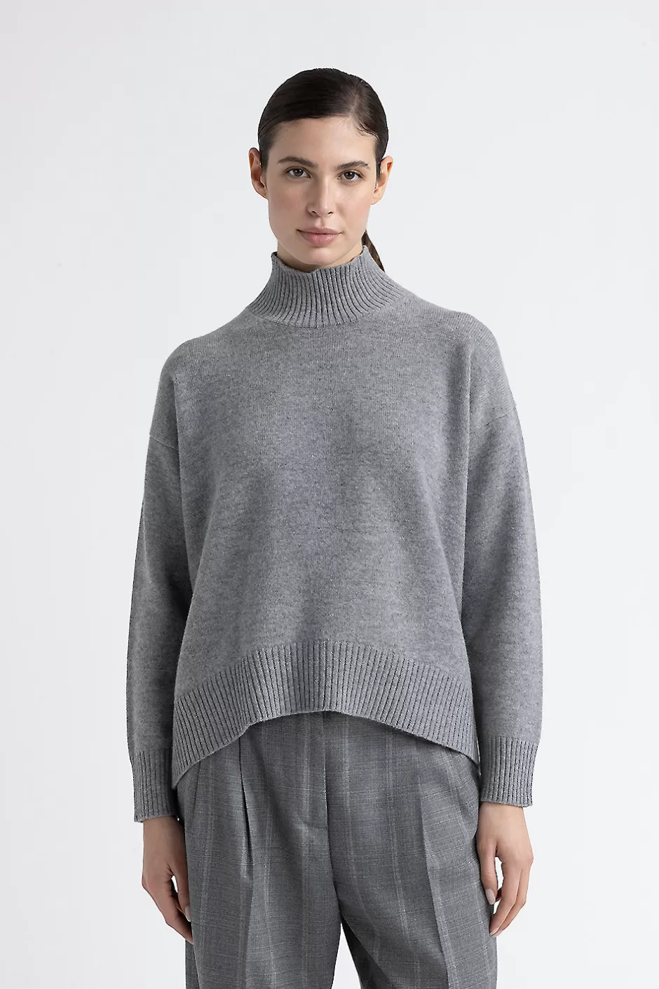 Maglieria | Peserico Maglia In Lana E Cashmere Con Collo Alto Granito