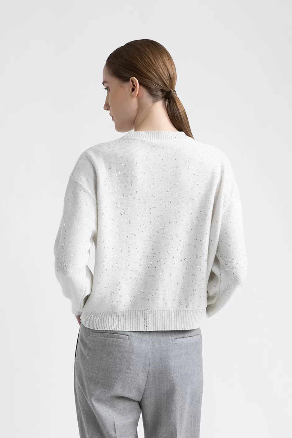 Maglieria | Peserico Maglia In Lana E Cashmere Con Lurex E Paillettes Bianco naturale