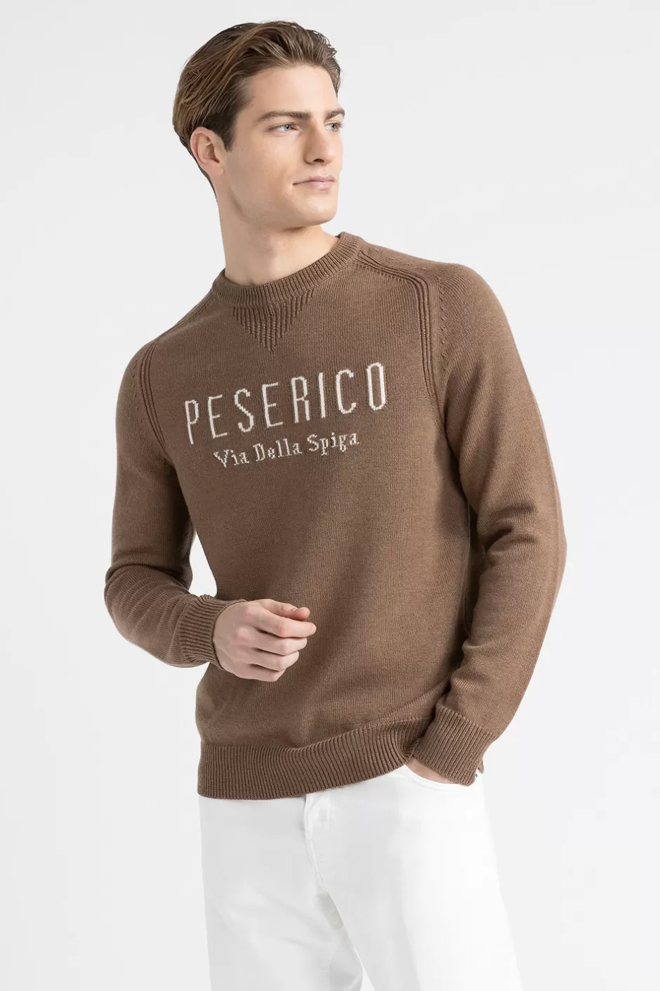 Maglieria | Peserico Maglia In Pura Lana Merinos Extrafine Castagno