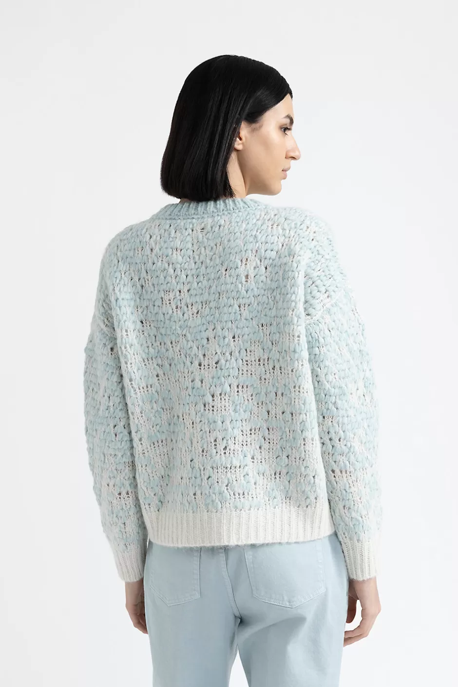 Maglieria | Peserico Maglia Jacquard Degradé In Lana E Alpaca Suri Con Lurex Verde Sorgiva