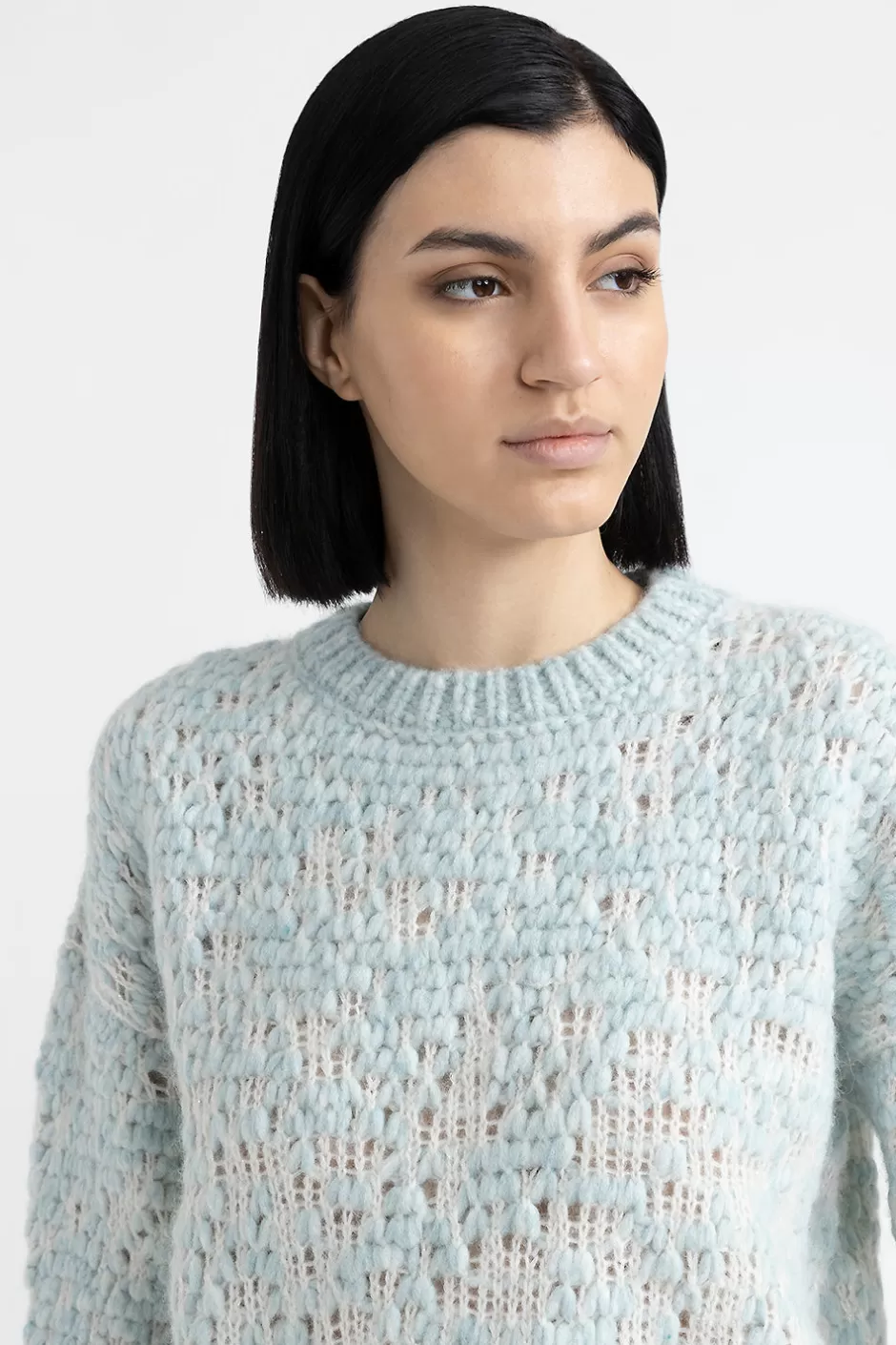Maglieria | Peserico Maglia Jacquard Degradé In Lana E Alpaca Suri Con Lurex Verde Sorgiva