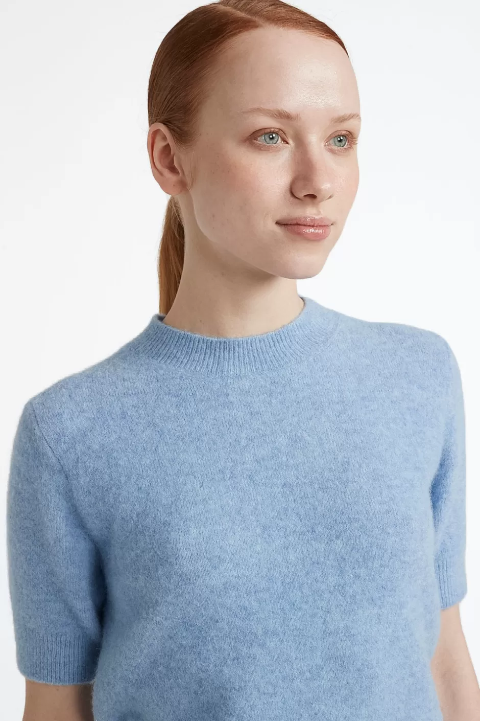Maglieria | Peserico Maglia Maniche Corte In Filato D'alpaca E Lana Stretch Cielo d'Inverno