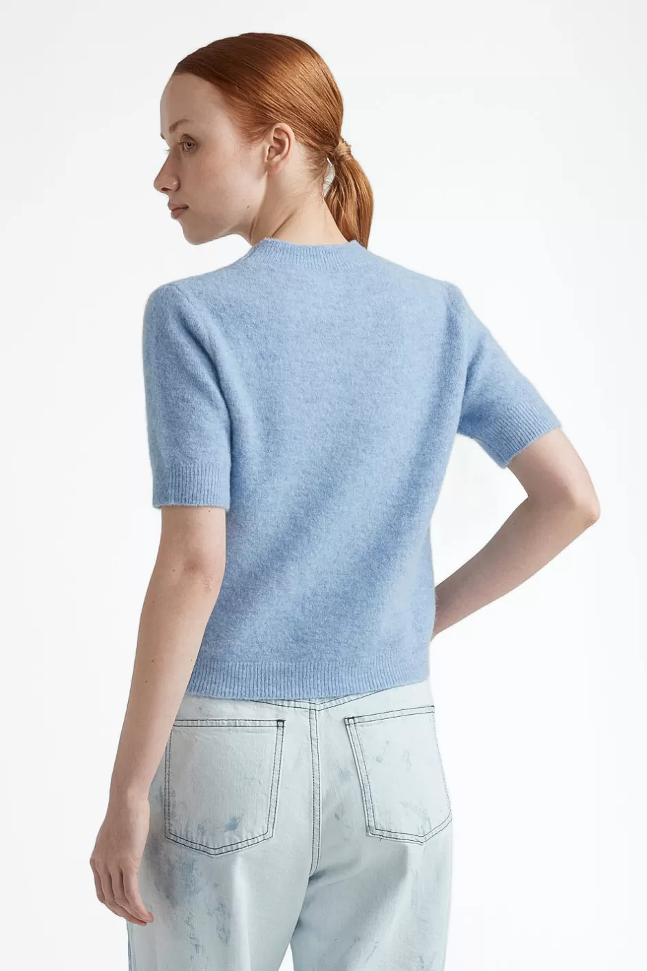 Maglieria | Peserico Maglia Maniche Corte In Filato D'alpaca E Lana Stretch Cielo d'Inverno