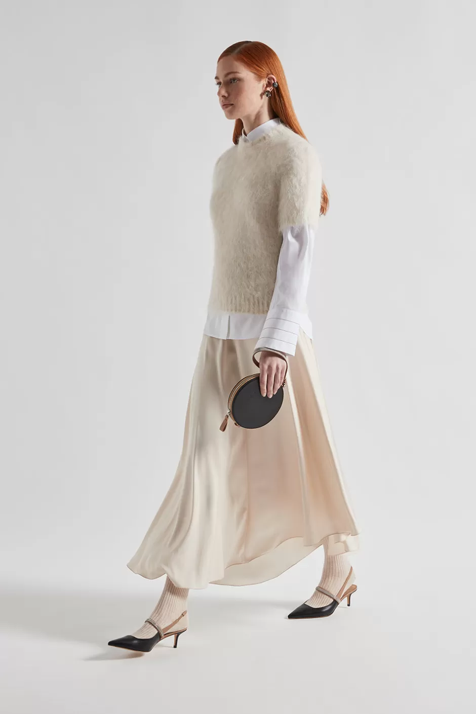Maglieria | Peserico Maglia Maniche Corte In Filato Di Lana D'alpaca E Merino Bianco naturale