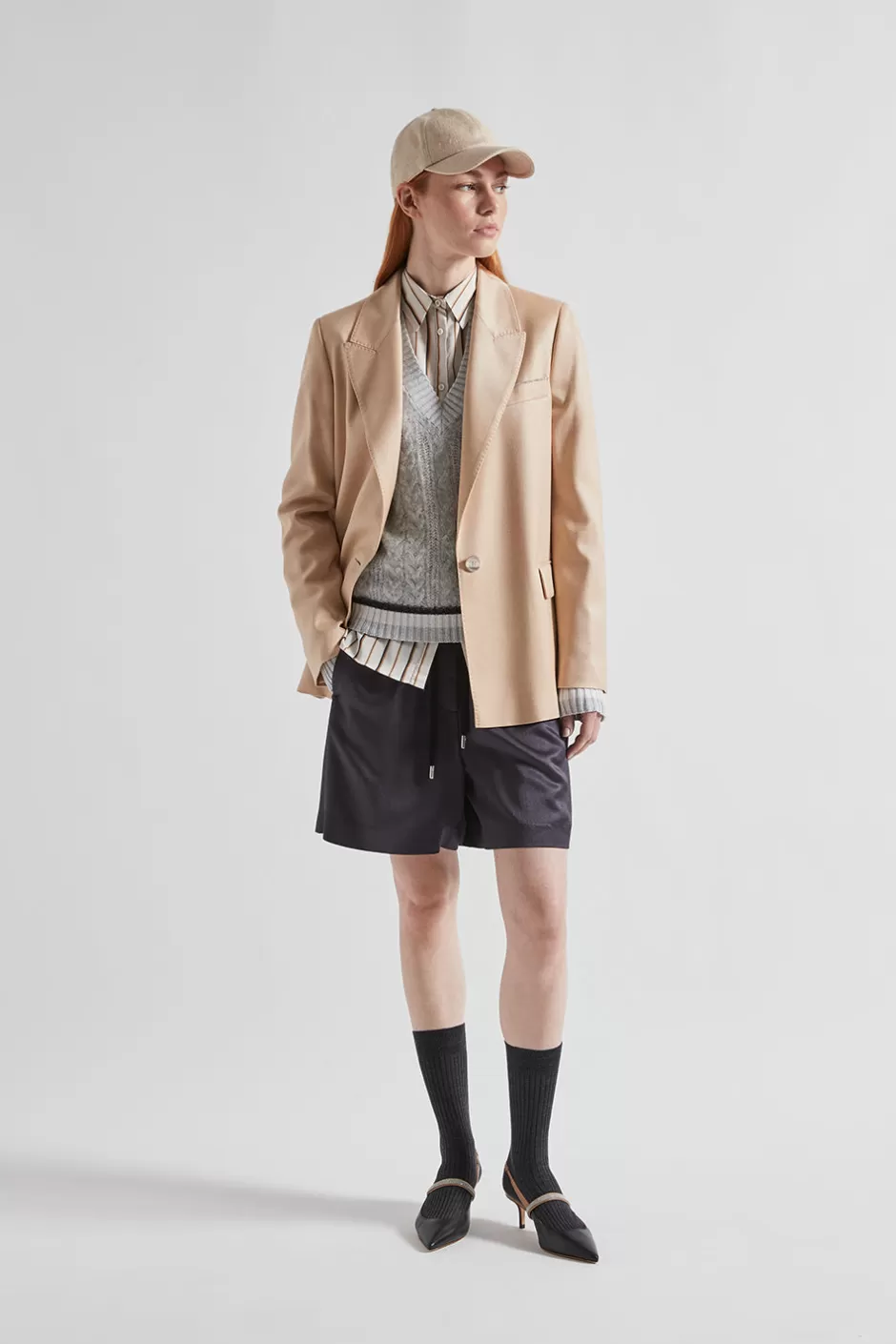 Maglieria | Peserico Maglia Scollo A V A Trecce In Lana Merino, Alpaca E Lurex Grigio nebbia