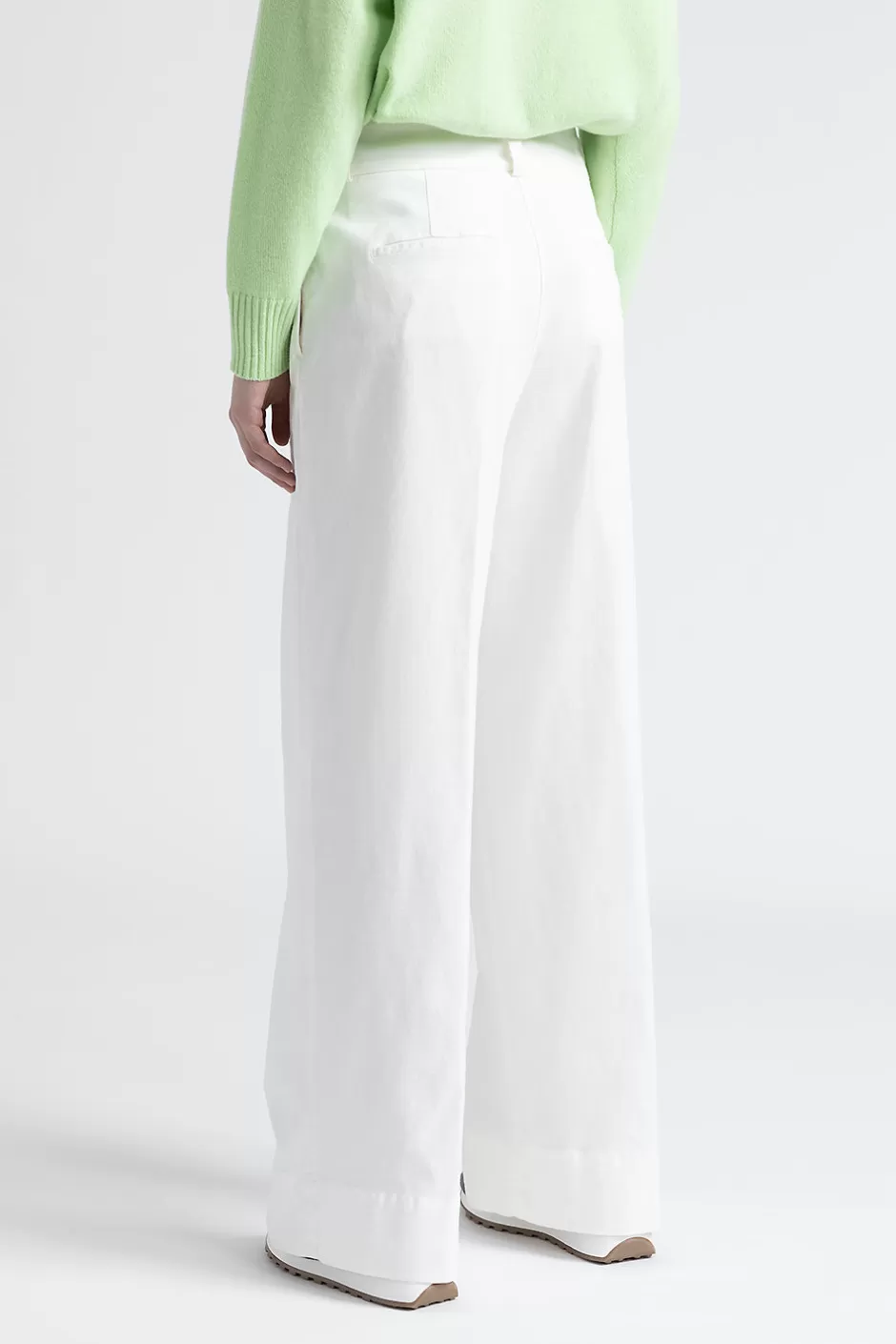 Pantaloni | Peserico Pantalone A Palazzo In Gabardina Di Cotone, Seta E Tencel Bianco naturale