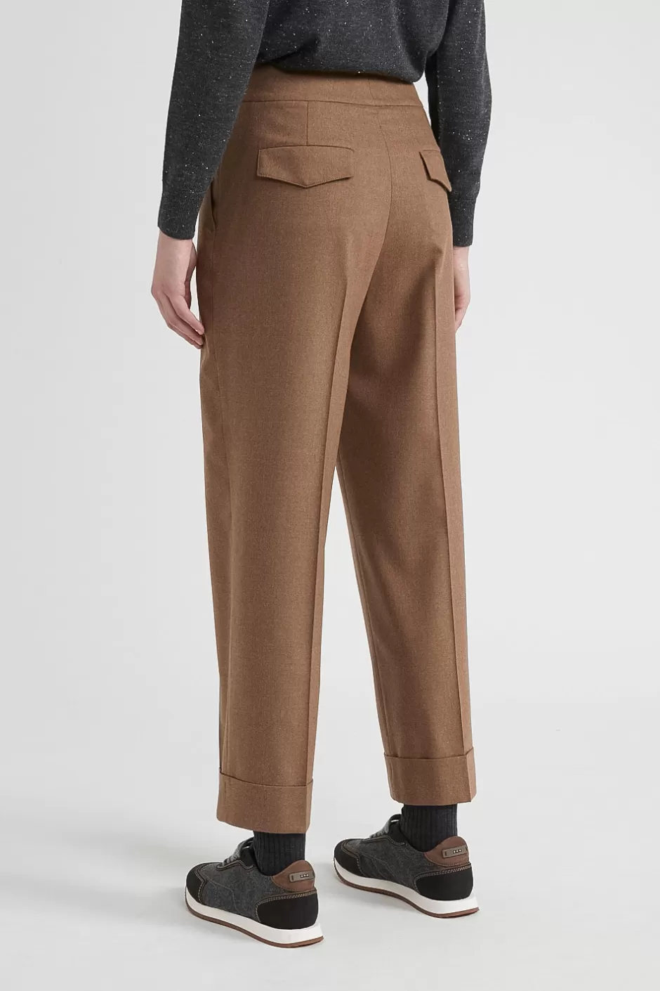 Pantaloni | Peserico Pantalone Carrot Tailored In Lana E Cashmere Castagno