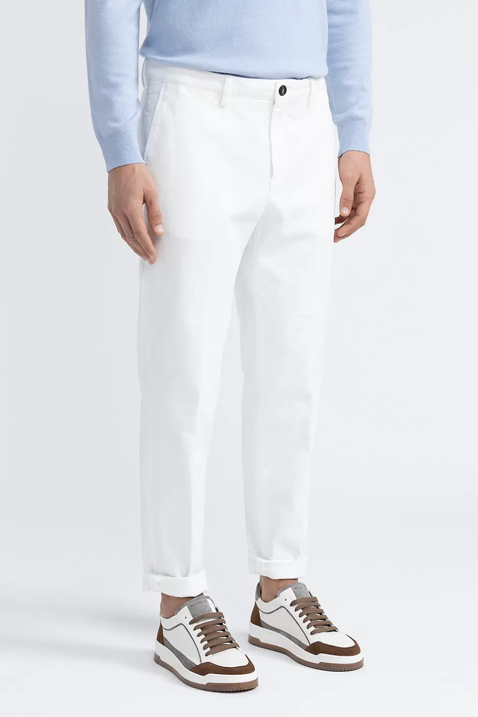 Denim | Pantaloni | Peserico Pantalone Chino In Bull Denim Bianco Bianco naturale