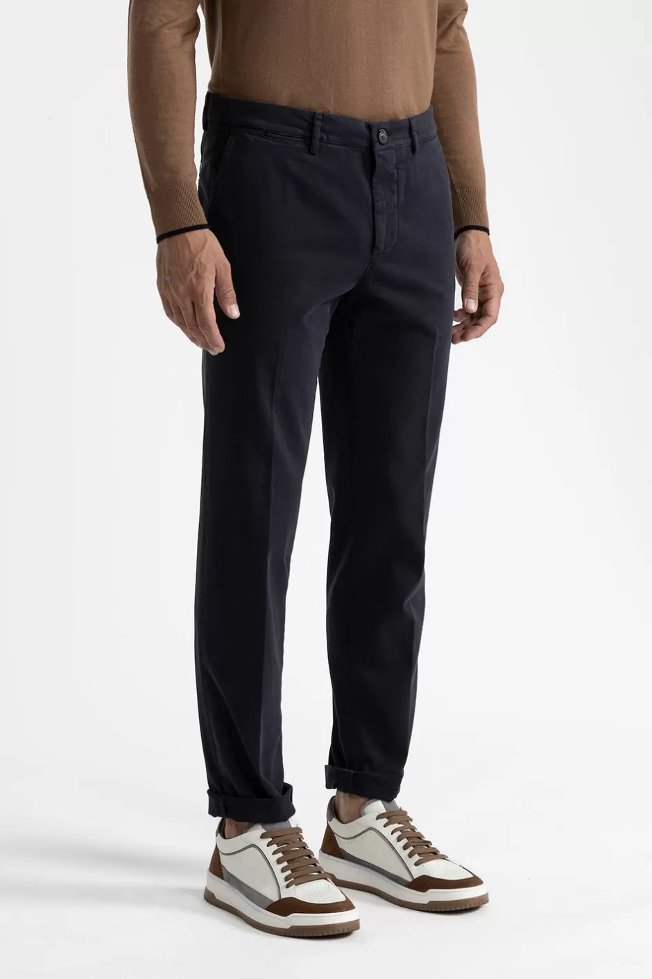 Pantaloni | Peserico Pantalone Chino In Cotone Stretch Blu calamaio