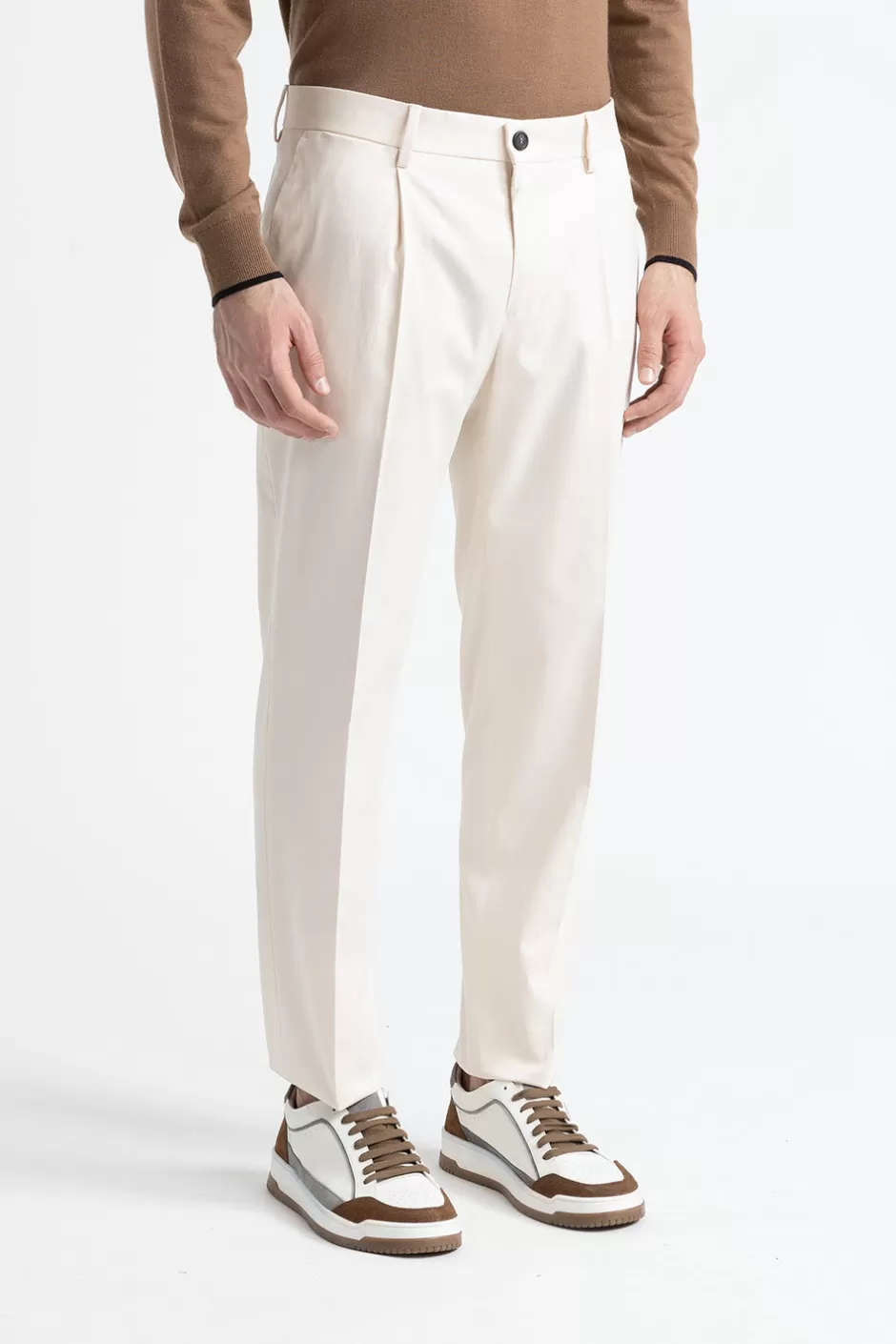 Pantaloni | Peserico Pantalone Chino In Cotone, Tencel E Lana Stretch Orzo