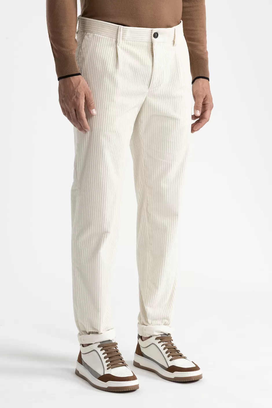 Pantaloni | Peserico Pantalone Chino In Velluto A Costa Francese Bianco naturale