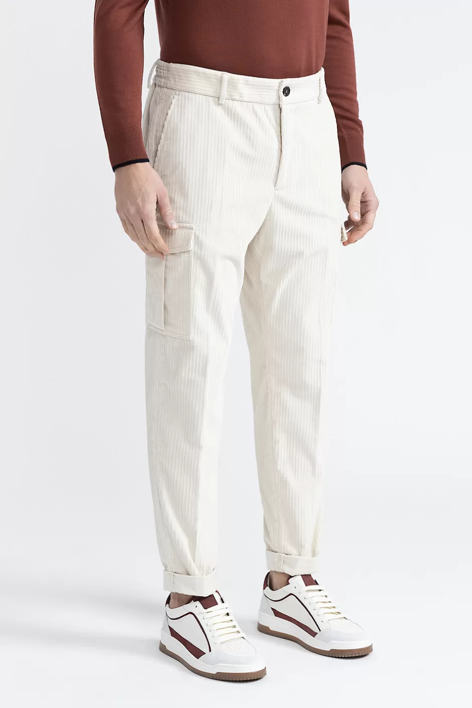 Pantaloni | Peserico Pantalone Chino In Velluto A Costa Francese Bianco naturale