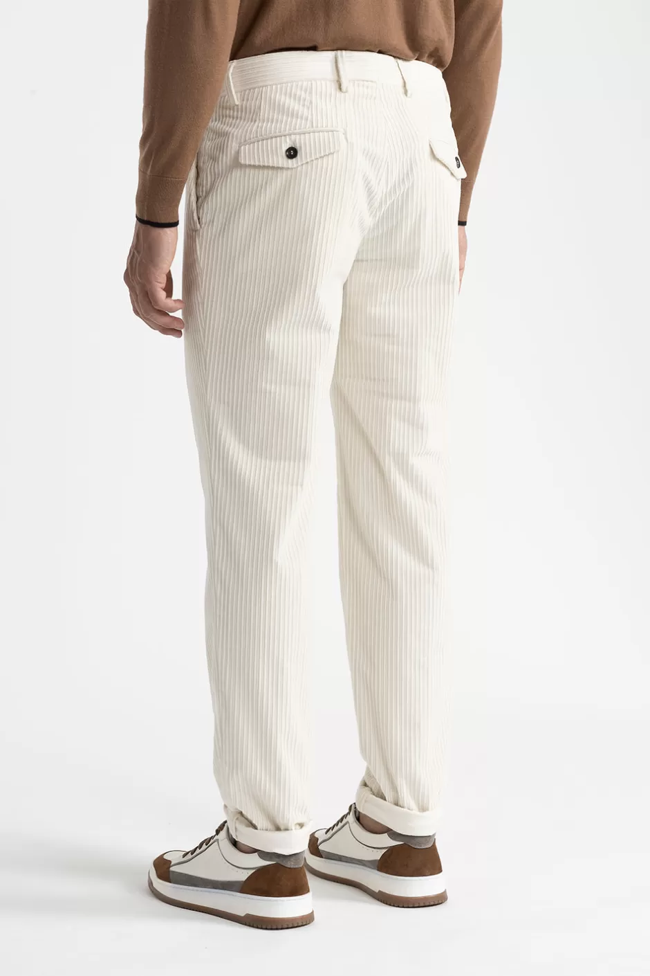 Pantaloni | Peserico Pantalone Chino In Velluto A Costa Francese Bianco naturale