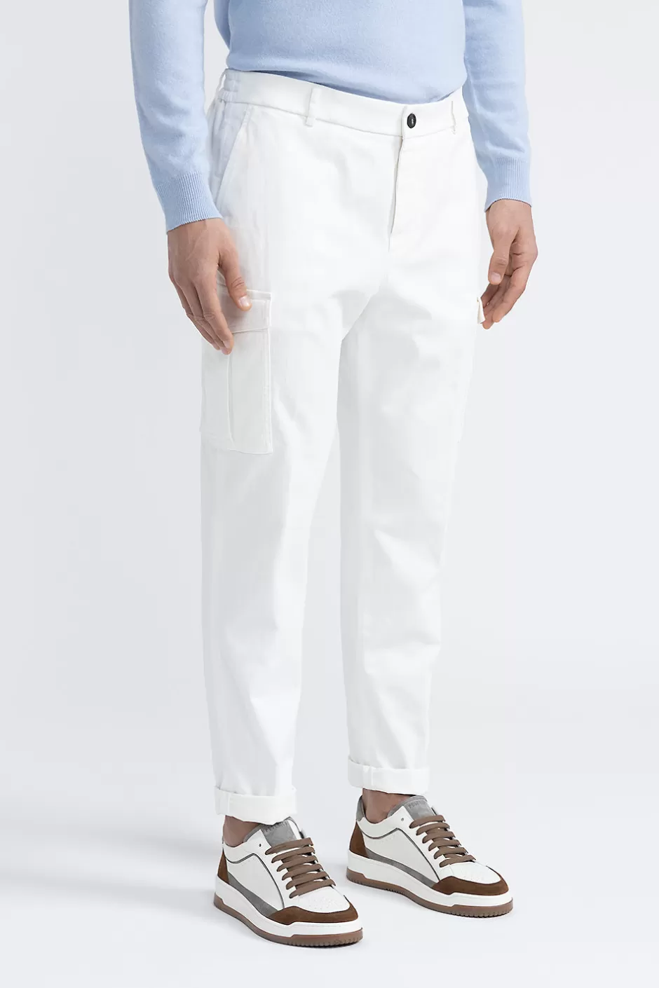 Pantaloni | Peserico Pantalone Chino Tasconato In Cotone Bianco naturale