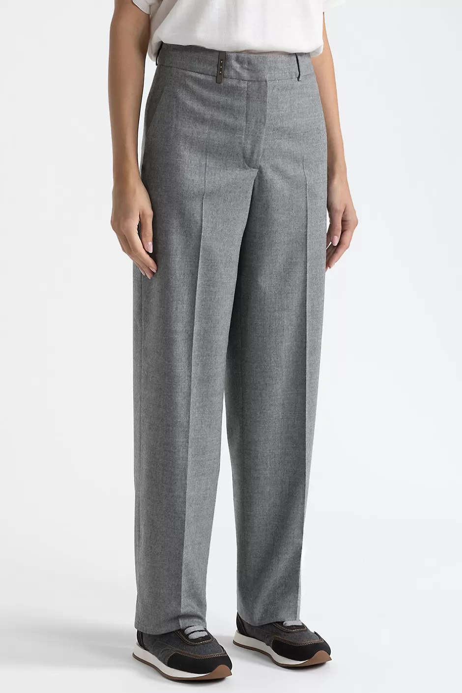 Pantaloni | Peserico Pantalone Classic Tailored In Lana E Cashmere Granito