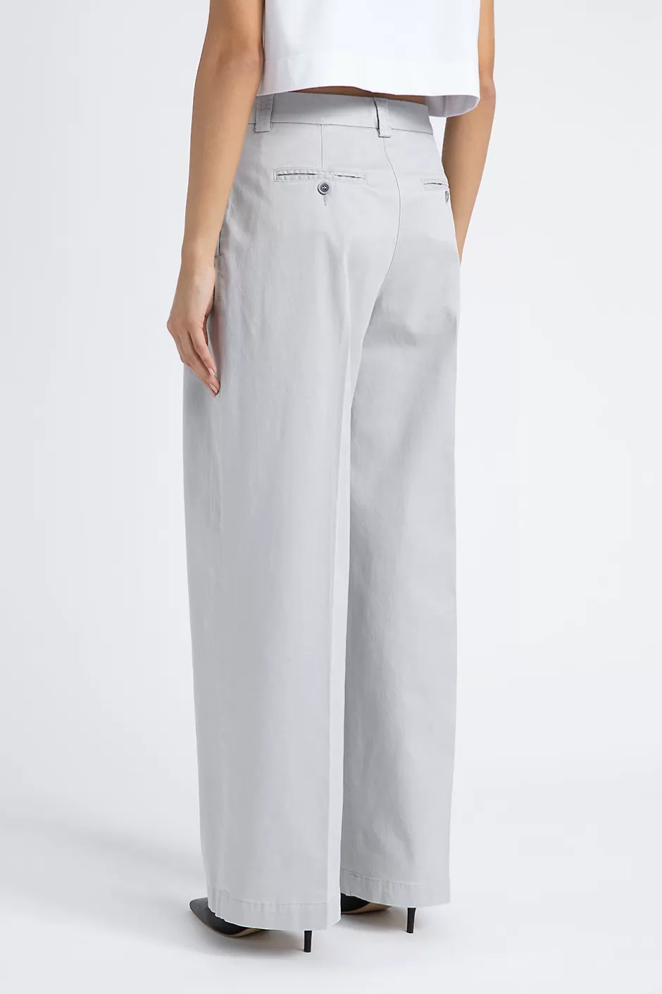 Pantaloni | Peserico Pantalone Con Pieghe In Gabardina Di Cotone Seta E Tencel Grigio nebbia