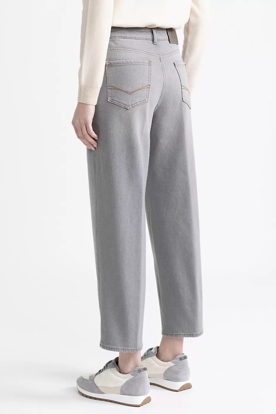 Pantaloni | Peserico Pantalone Cropped In Denim Di Cotone Grigio