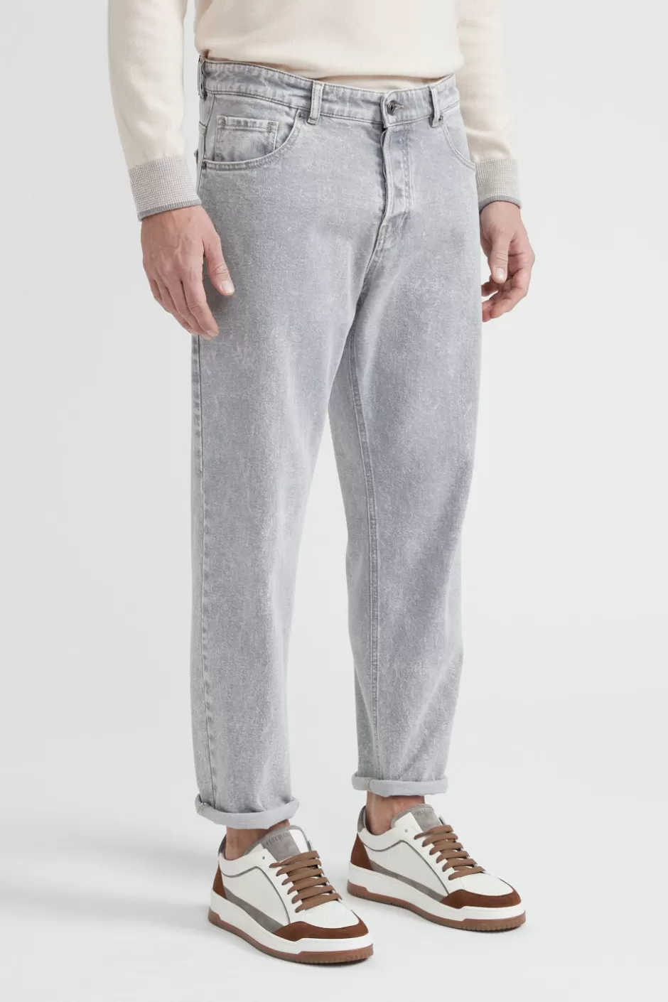 Pantaloni | Denim | Peserico Pantalone Denim In Twill Di Cotone Stretch Grigio