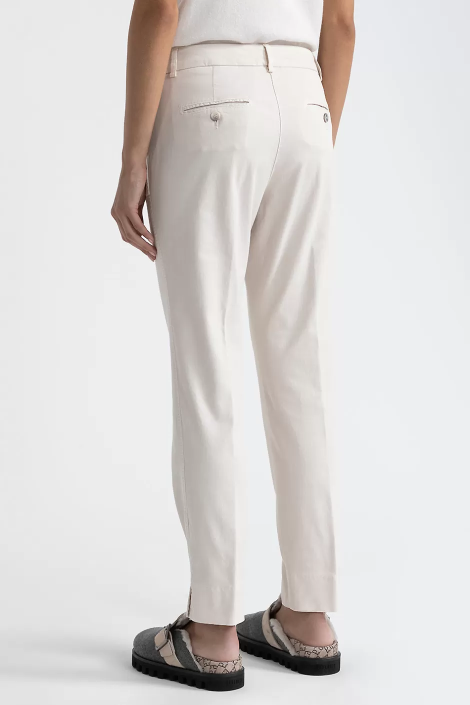 Pantaloni | Peserico Pantalone Iconic 4718 In Gabardina Di Cotone Seta E Tencel Beige perla