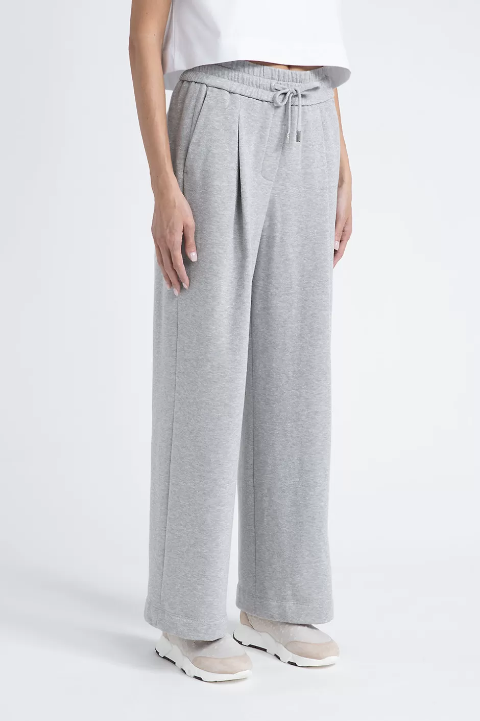 Completi E Set Coordinati | Pantaloni | Peserico Pantalone In Felpa Garzata Di Cotone Lurex Grigio nebbia