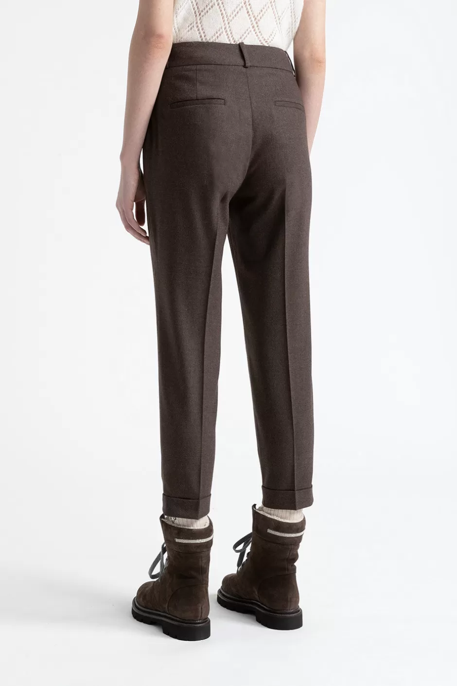 Pantaloni | Peserico Pantalone In Flanella Di Lana E Cashmere Noce