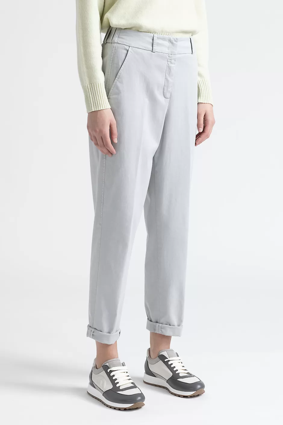 Pantaloni | Peserico Pantalone In Gabardina Di Cotone, Seta E Tencel Grigio nebbia