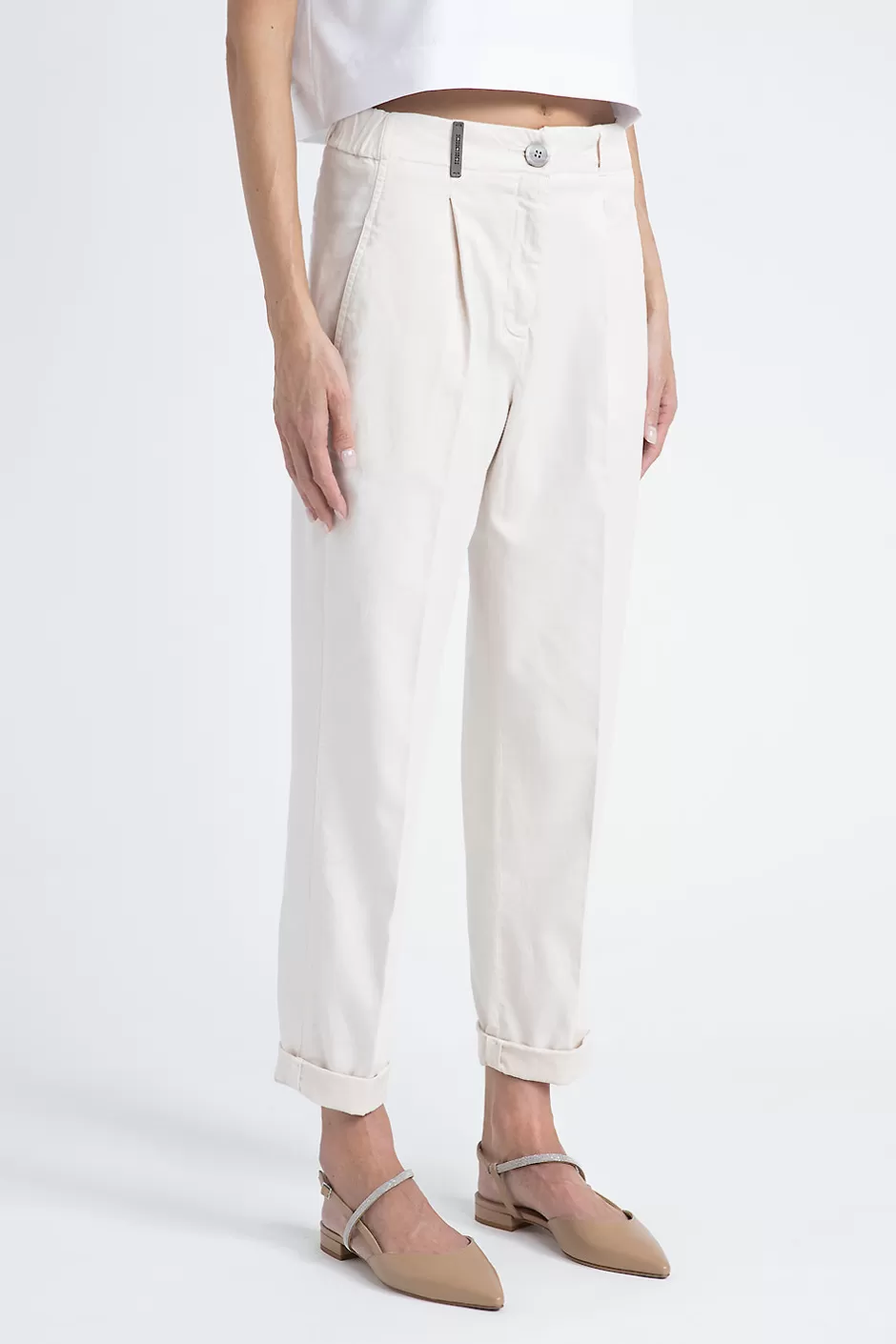 Pantaloni | Peserico Pantalone In Gabardina Di Cotone Seta Tencel Beige perla