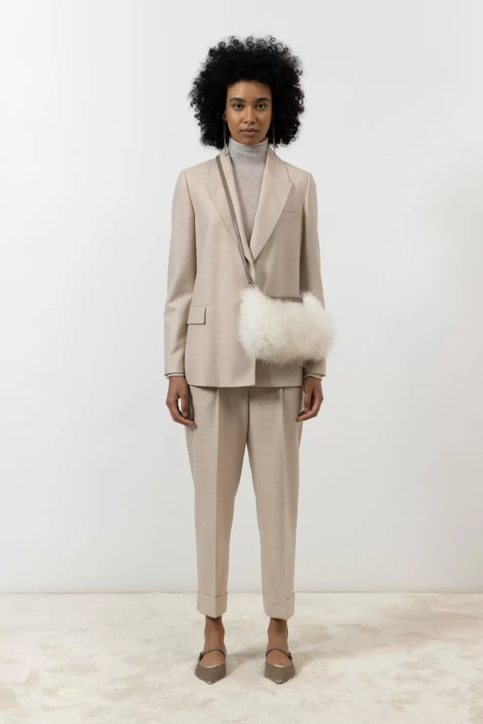 Completi E Set Coordinati | Pantaloni | Peserico Pantalone In Tela Di Lana Jaspé Comfort Loro Piana Orzo