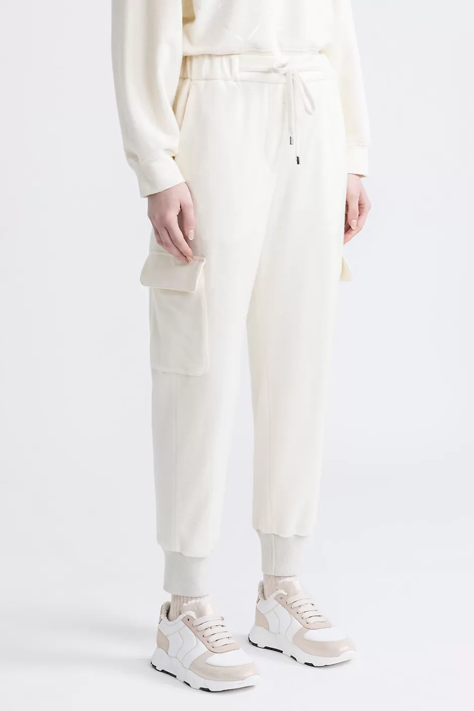 Pantaloni | Peserico Pantalone Jogger Cargo In Jersey Di Cotone Bianco naturale