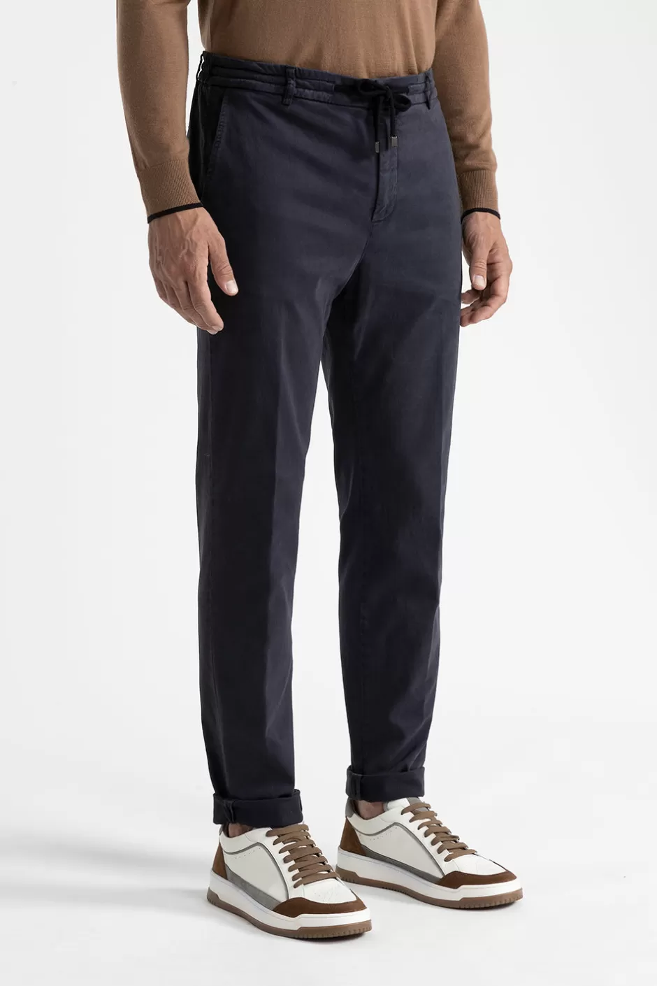 Pantaloni | Peserico Pantalone Jogger In Cotone, Seta E Tencel Blu calamaio