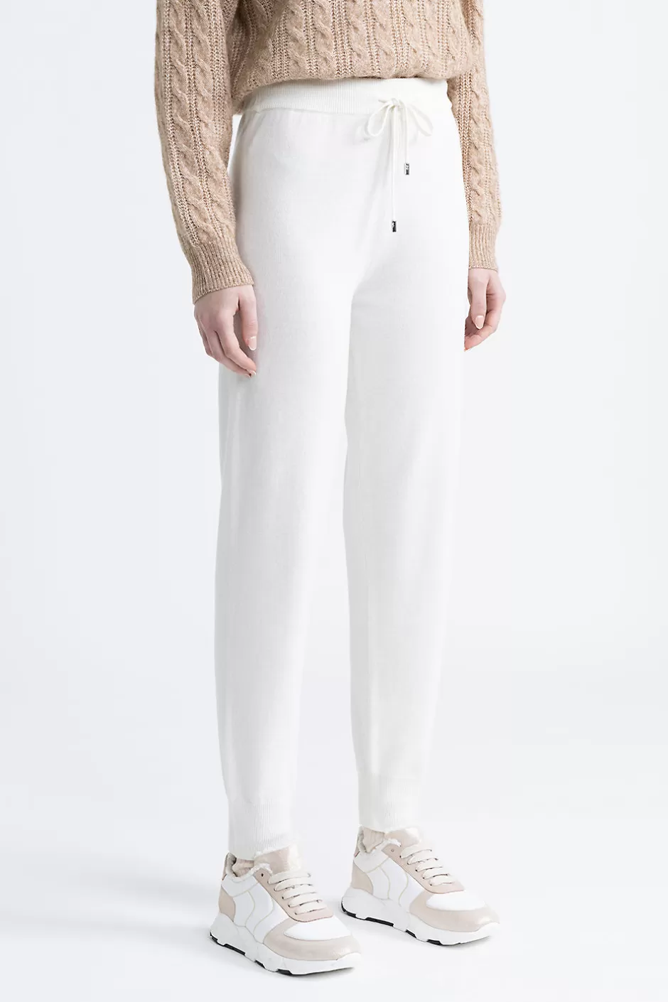 Completi E Set Coordinati | Pantaloni | Peserico Pantalone Jogger In Lana, Seta E Cashmere Bianco naturale