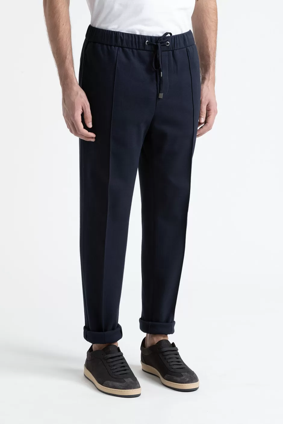 Pantaloni | Peserico Pantalone Jogger In Misto Cotone Blu calamaio