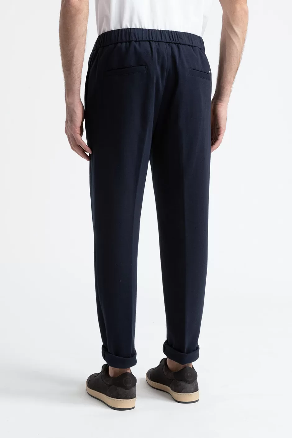 Pantaloni | Peserico Pantalone Jogger In Misto Cotone Blu calamaio