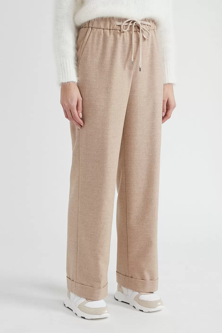 Pantaloni | Peserico Pantalone Jogger In Misto Lana E Viscosa Latte macchiato