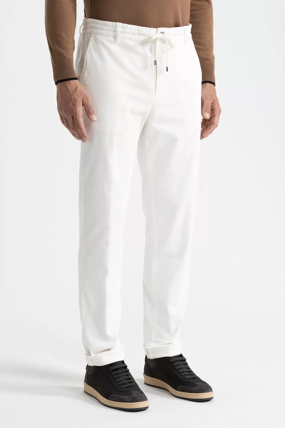 Pantaloni | Peserico Pantalone Jogger In Velluto Di Cotone Bianco naturale