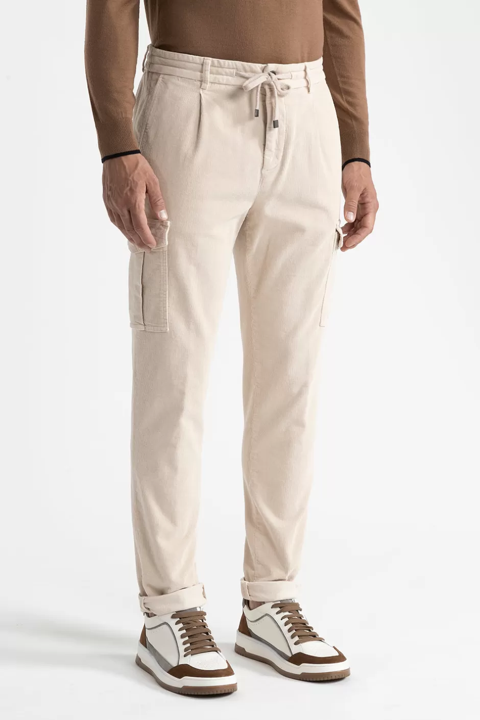 Pantaloni | Peserico Pantalone Jogger Tasconato In Velluto Di Cotone Beige perla