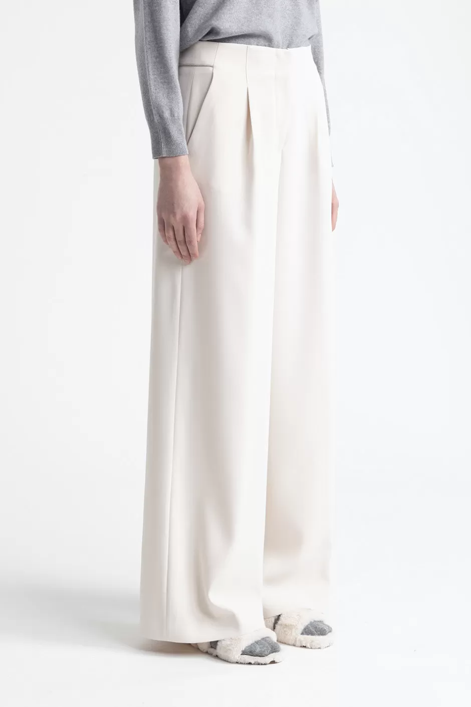 Pantaloni | Peserico Pantalone Palazzo In Fluido Cady Crepe Beige perla