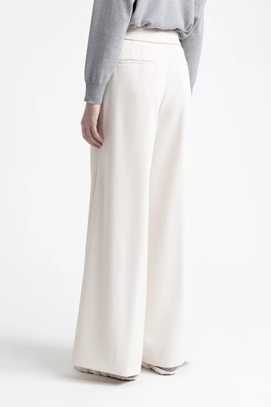 Pantaloni | Peserico Pantalone Palazzo In Fluido Cady Crepe Beige perla