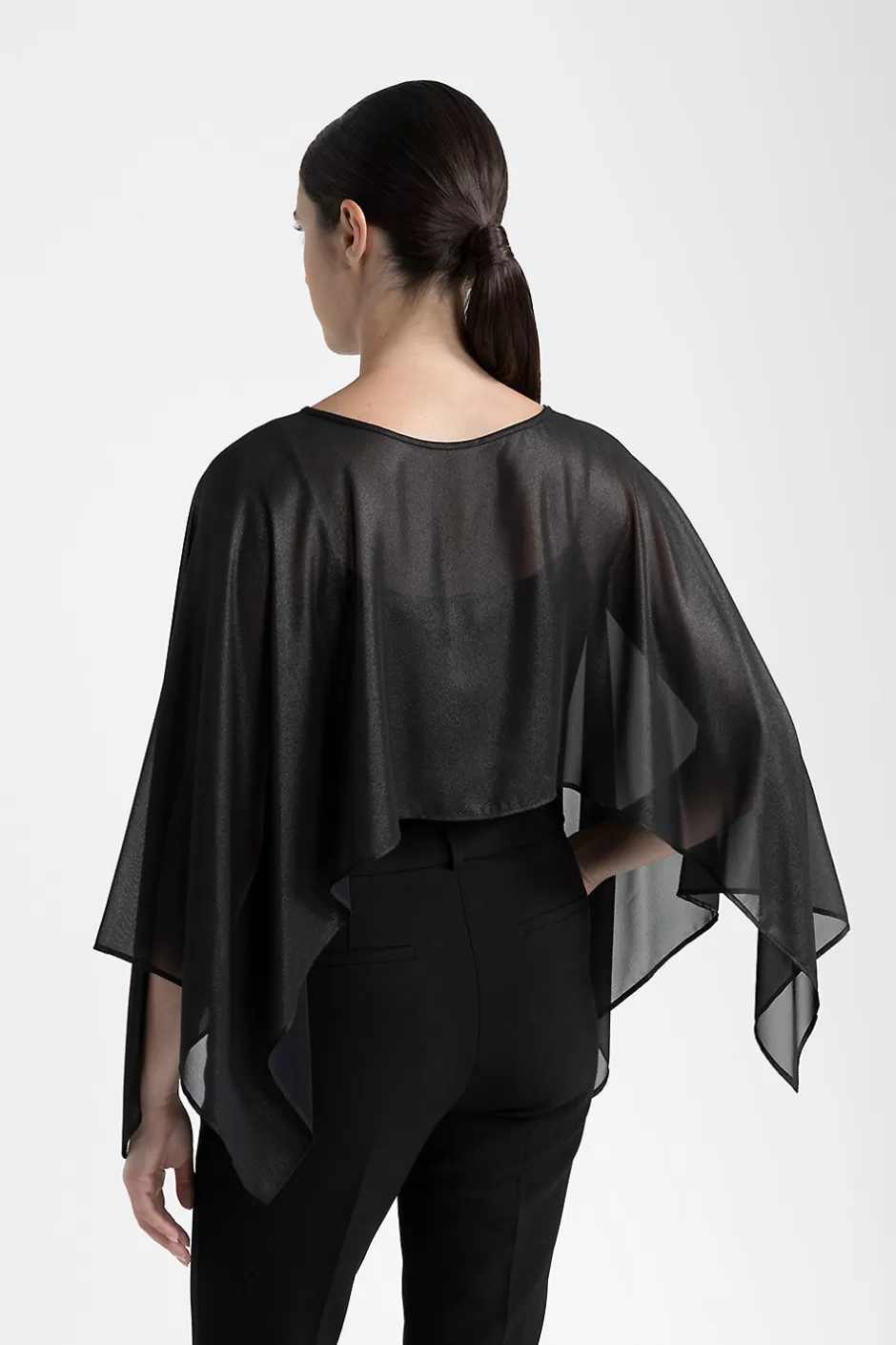 Accessori | Sciarpe | Peserico Poncho Georgette Laminata Effetto Bagnato Nero